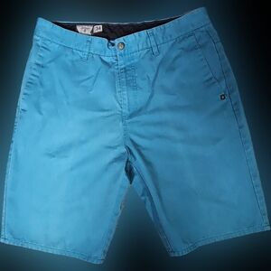 Teal Blue Mens Chino Athletic Shorts by Volcom.  Size 34